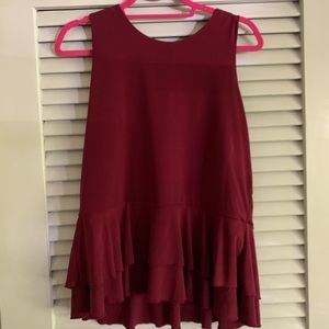 Sleeveless Red Ruffled Tank